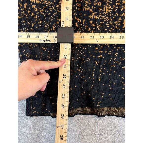 Vintage Newport News Sweater Womens Large Black Yellow Mock Neck Cottagecore - Picture 2 of 5